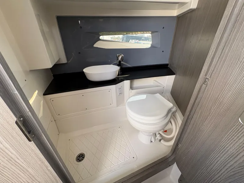 Slide: The Image of Modern bathroom in 2025 Navan S30 boat with sleek fixtures and compact design. - 9