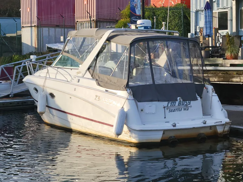 Slide: The Image of 1997 Larson 290 Cabrio boat docked in marina, Seattle, WA. - 8