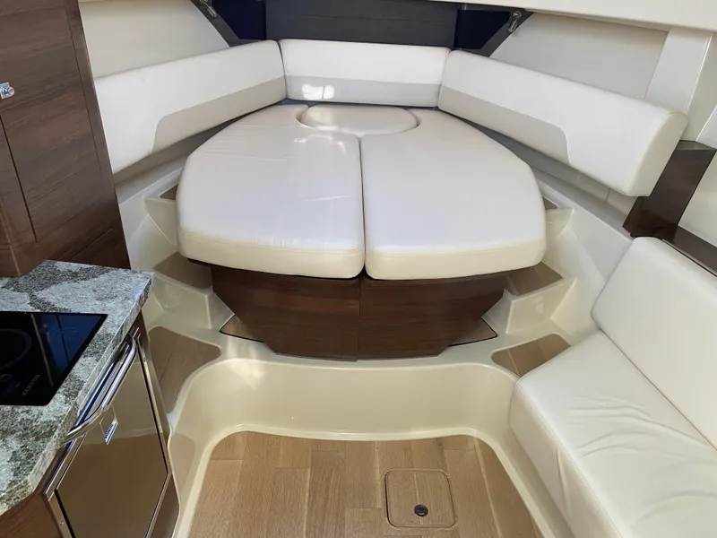 Slide: The Image of Luxurious interior of 2020 Boston Whaler 345 Conquest with plush seating and modern design. - 18