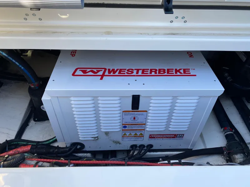 Slide: The Image of Westerbeke generator in 2020 Boston Whaler 345 Conquest boat engine compartment. - 25