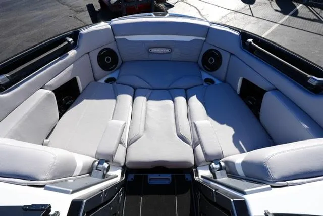 Slide: The Image of 2025 Supra SV 400 boat interior with luxurious seating and modern design. - 7