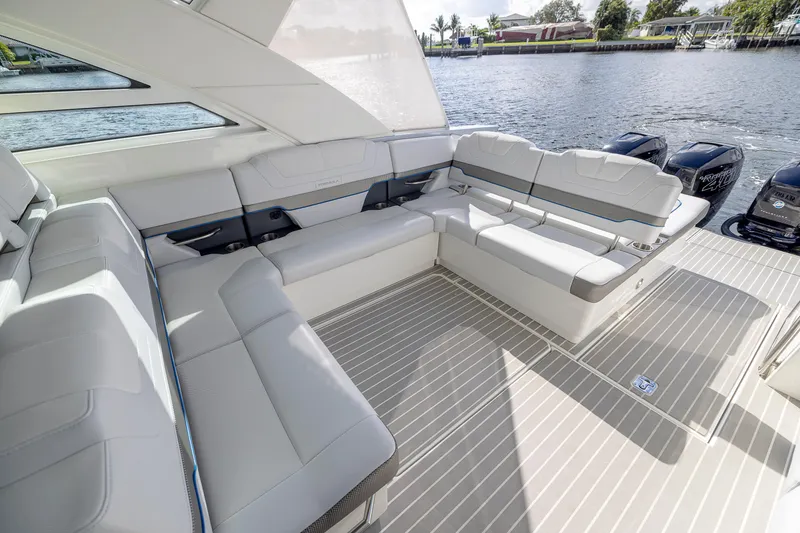 Slide: The Image of Luxurious seating area on 2019 Formula 430 Super Sport Crossover yacht. - 13