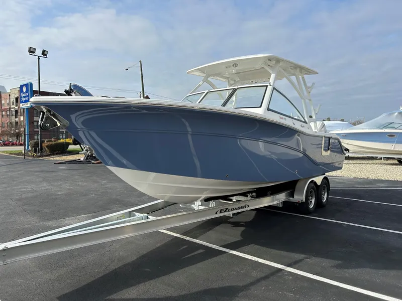 Slide: The Image of 2025 Sea Fox 268 Traveler boat on trailer in parking lot. - 4
