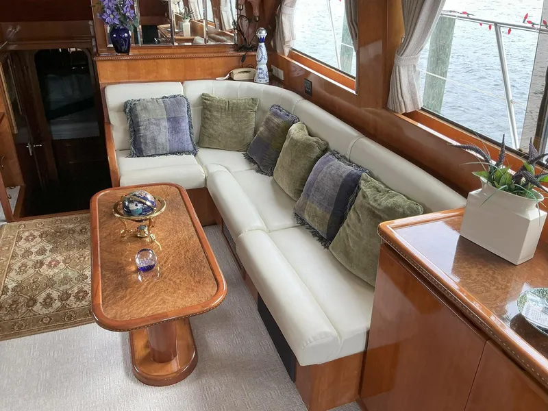 Slide: The Image of Luxurious interior of 2000 Novatec Islander 55 yacht with elegant seating and decor. - 26