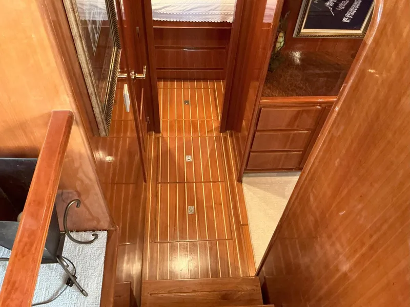 Slide: The Image of Luxurious wooden interior of 2000 Novatec Islander 55 yacht cabin hallway. - 43
