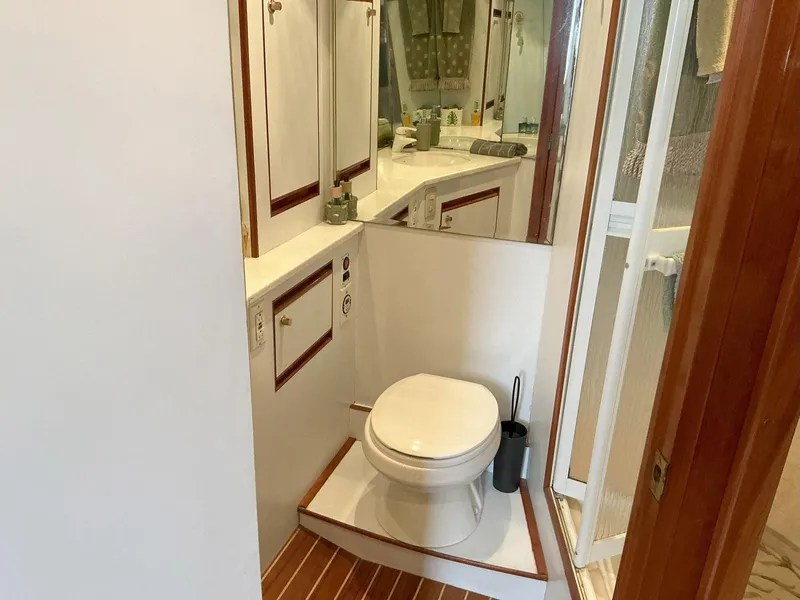Slide: The Image of Bathroom interior of 2000 Novatec Islander 55 yacht with toilet and shower. - 47