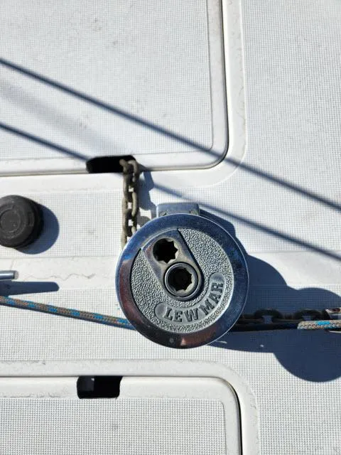 Slide: The Image of Lewmar winch on 1992 Endeavourcat 30 catamaran deck. - 32