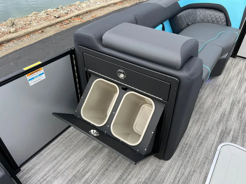 Slide: The Image of 2025 Godfrey Sweetwater 2286 sFLC TRI PWR STR boat with dual storage bins. - 23