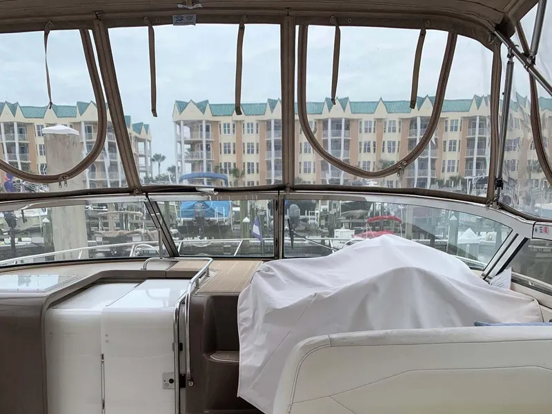 Slide: The Image of 2005 Regal Commodore 3560 yacht interior with marina view. - 12