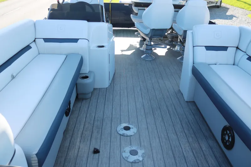 Slide: The Image of Spacious interior of 2021 Sweetwater 2186 MT pontoon boat with comfortable seating. - 13