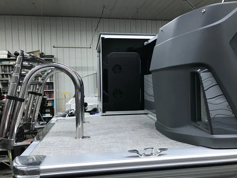 Slide: The Image of 2025 Avalon GEOfish REAR FISH boat interior with sleek design and modern features. - 8