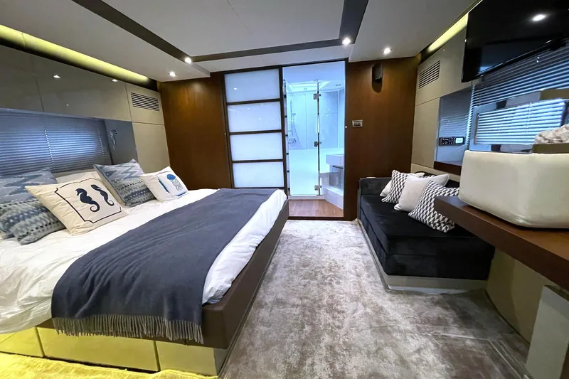 Slide: The Image of Luxurious bedroom interior of 2015 Fairline Targa 62 GT yacht. - 8