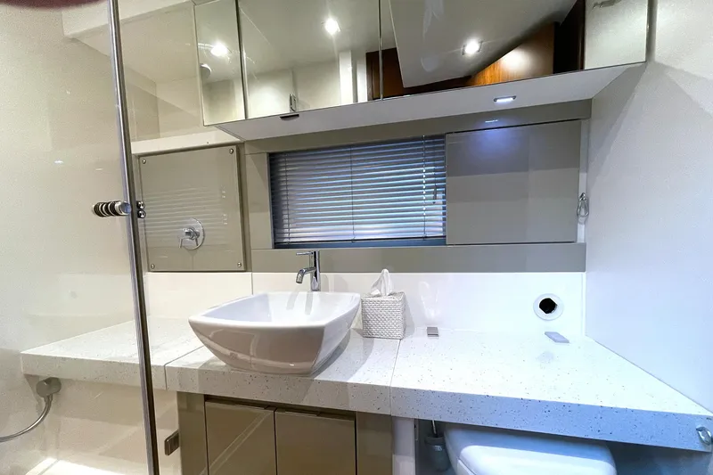 Slide: The Image of Luxury bathroom in 2015 Fairline Targa 62 GT yacht with modern fixtures. - 9