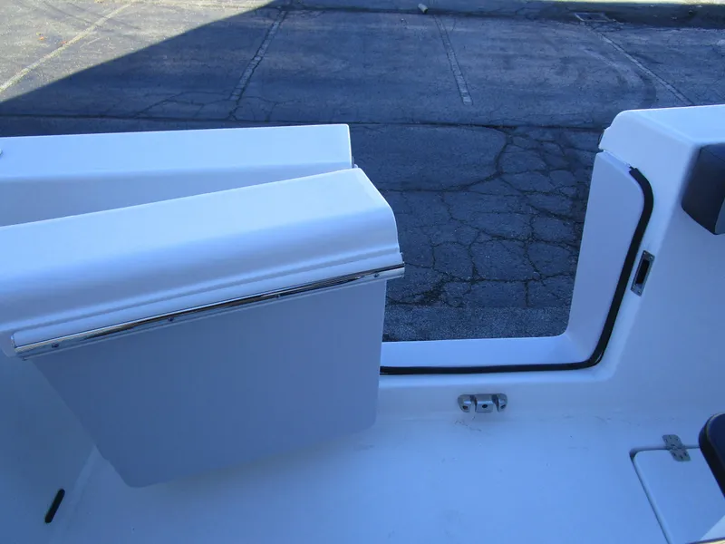 Slide: The Image of 2025 Sea Pro 292 Offshore boat interior detail with seating and storage. - 15