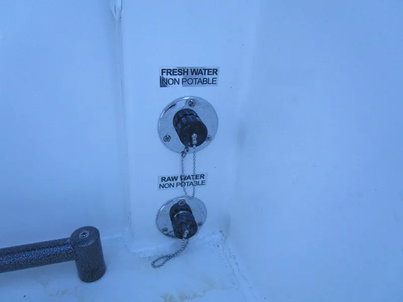 Slide: The Image of Sea Pro 292 Offshore 2025 boat water outlets labeled non-potable. - 34