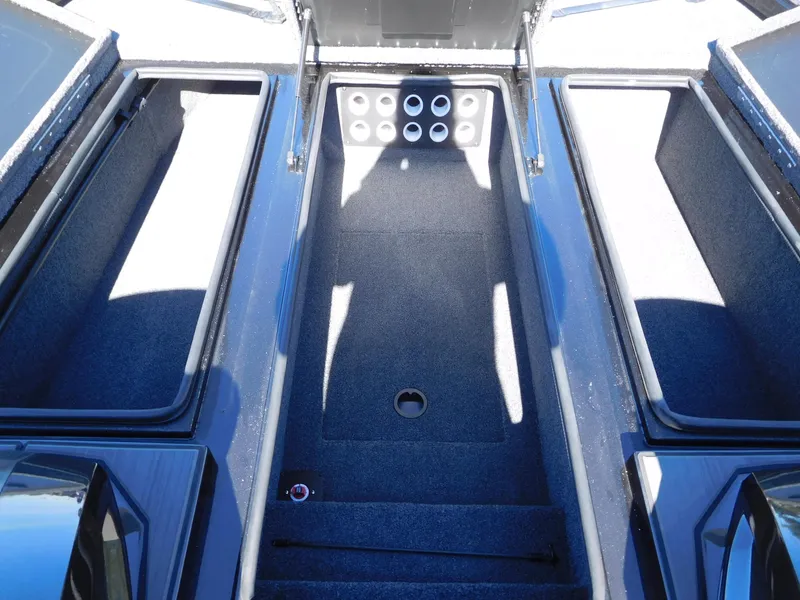 Slide: The Image of 2025 Vexus AVX 1985s boat interior with open storage compartments. - 5