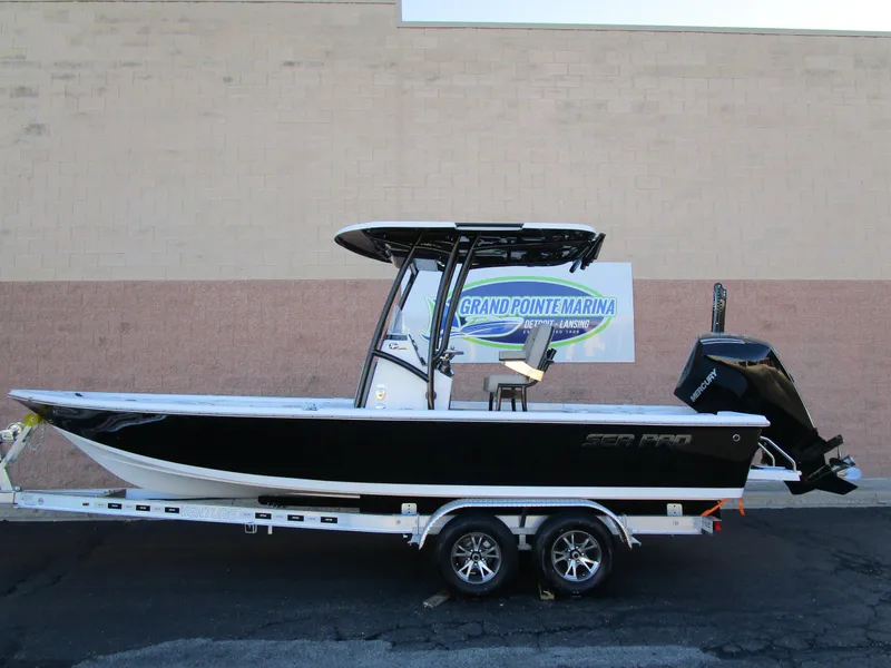 The Image of 2025 Sea Pro 230 Bay boat on trailer at Grand Pointe Marina. - 1