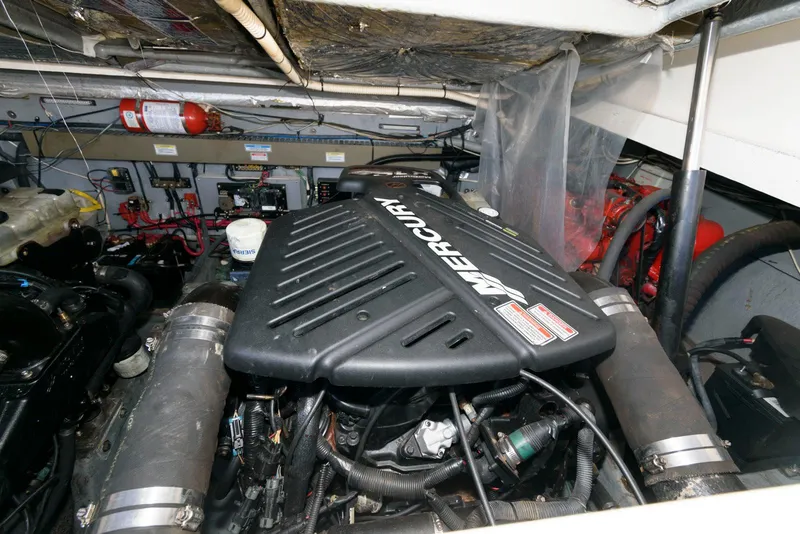 Slide: The Image of Engine room of 2001 Sea Ray 340 Amberjack with Mercury engine. - 20