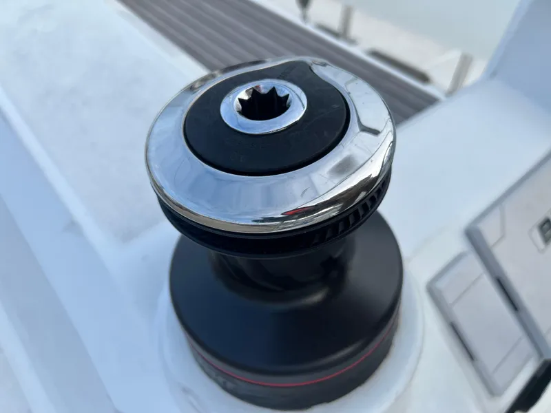Slide: The Image of Close-up of a winch on a 2019 Beneteau Oceanis 35.1 sailboat. - 9
