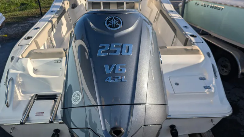 Slide: The Image of 2025 Key West 239 FS boat with Yamaha 250 V6 engine. - 4