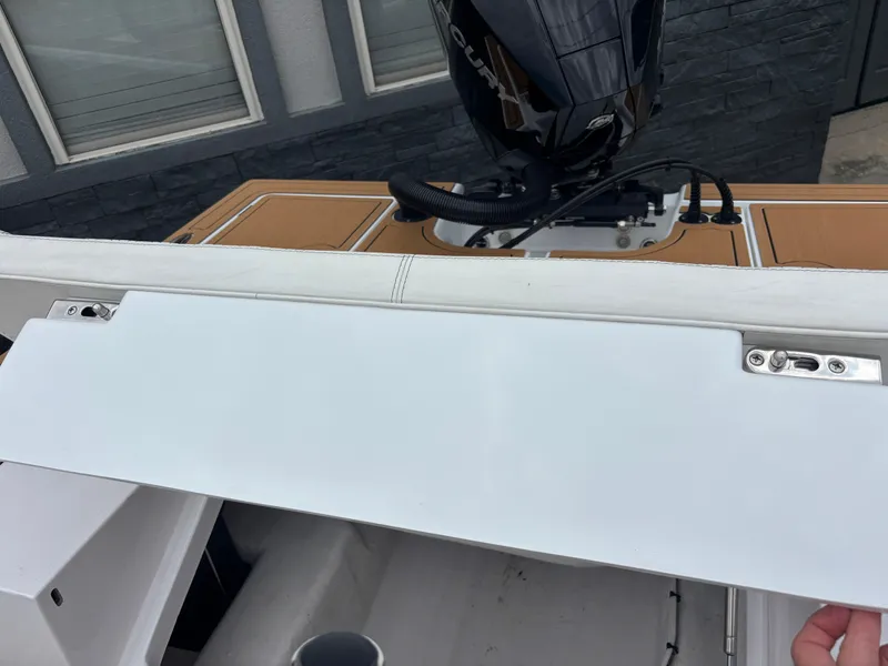 Slide: The Image of 2024 Vtech 18 FLATS boat with motor, featuring a white and tan interior. - 20