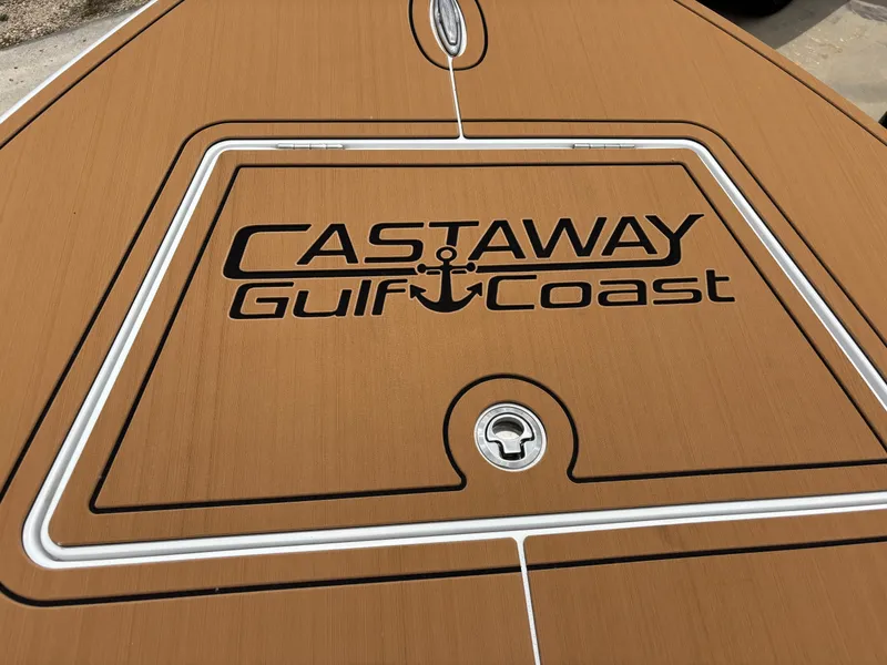 Slide: The Image of Vtech 18 FLATS 2024 boat deck with 'Castaway Gulf Coast' logo. - 32