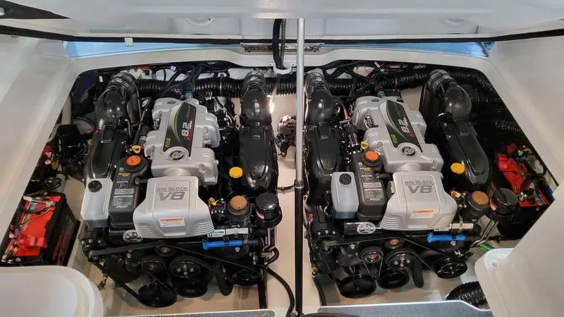 Slide: The Image of Twin V8 engines in 2025 Formula 330 Crossover Bowrider boat. - 37
