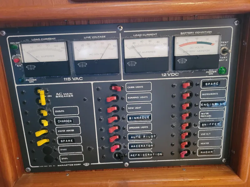 Slide: The Image of Vintage Fuji 40 control panel with gauges and switches, 1978 model. - 37