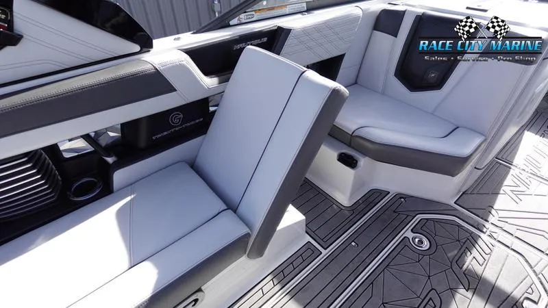 Slide: The Image of 2017 Nautique Super Air Nautique G23 interior with sleek seating and modern design. - 29