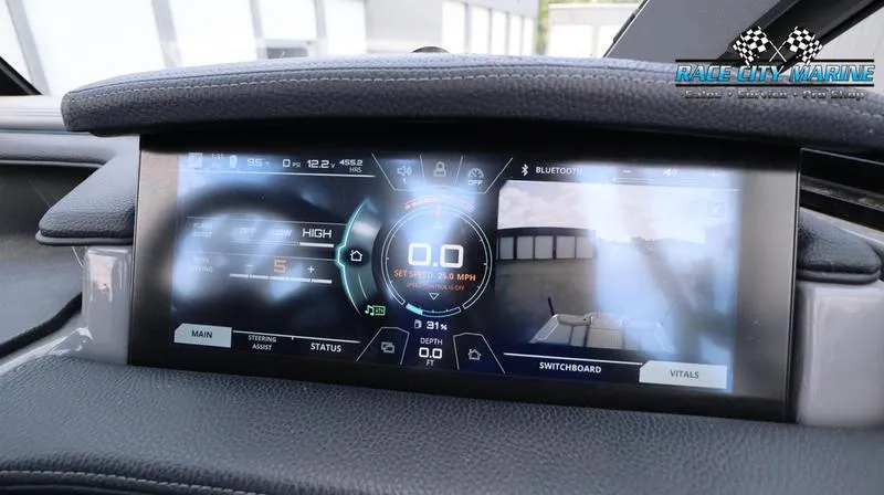 Slide: The Image of Dashboard display of 2017 Nautique Super Air Nautique G23 boat, showing controls and settings. - 38