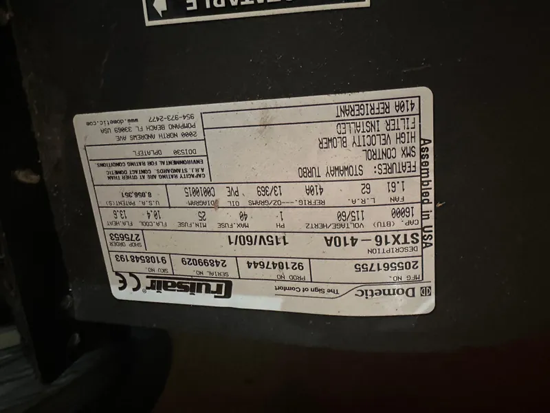 Slide: The Image of Label on a Bavaria 36 Cruiser 2011, displaying technical specifications and serial numbers. - 23