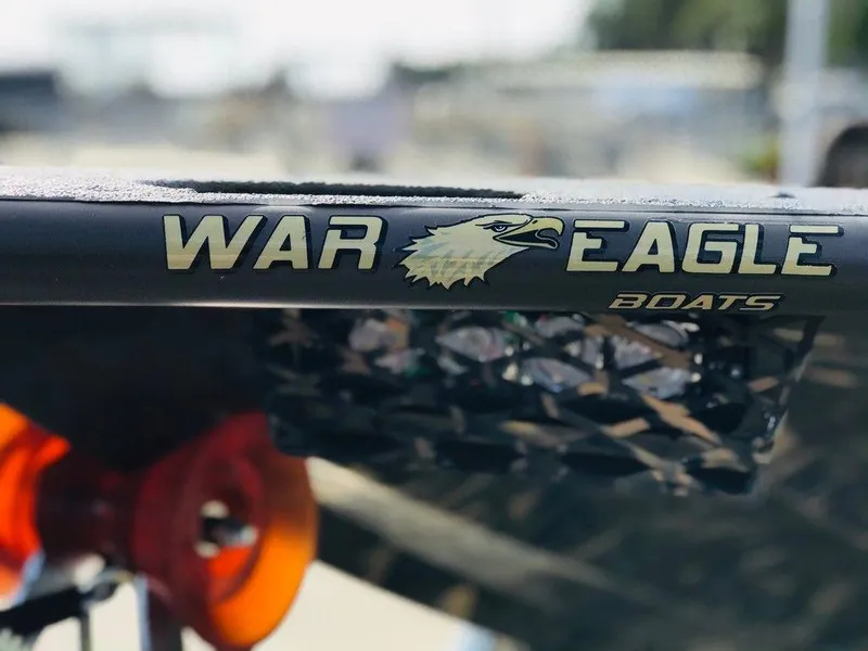Slide: The Image of Close-up of War Eagle Blackhawk 2170 boat logo, 2025 model. - 6