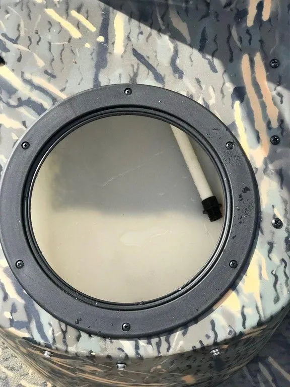 Slide: The Image of War Eagle Blackhawk 2170 boat hatch with camouflage design, 2025 model. - 9