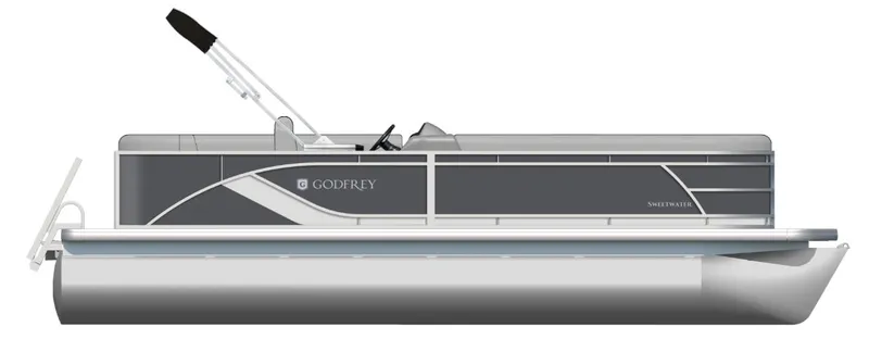 Slide: The Image of 2025 Godfrey Sweetwater 2086 C pontoon boat, side view, sleek design. - 13