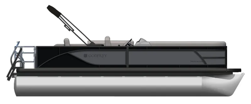 Slide: The Image of 2025 Godfrey SWEETWATER 2286 SFL pontoon boat, side view, sleek design. - 16