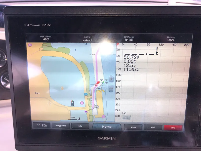 Slide: The Image of Garmin GPSMAP XSV displaying navigation data on a Bayliner 5288 PILOTHOUSE, 2002 model. - 27
