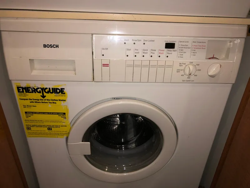 Slide: The Image of Bosch washing machine with EnergyGuide label, installed in a 2002 Bayliner 5288 PILOTHOUSE. - 39