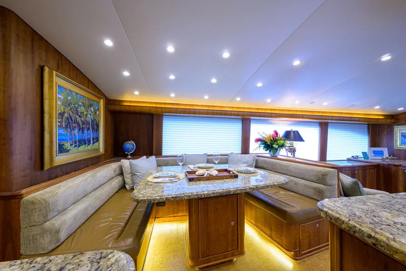 Slide: The Image of Luxurious interior of 2011 Paul Mann Custom 81 Convertible yacht with elegant seating and decor. - 13