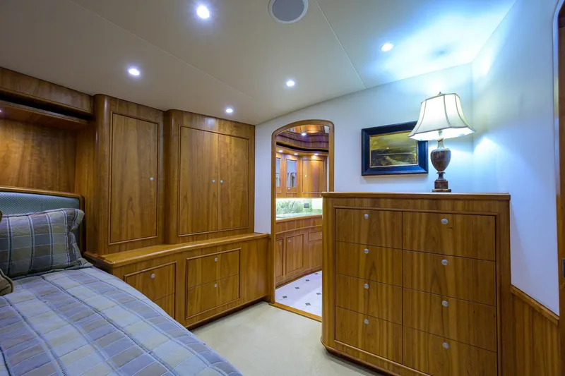 Slide: The Image of Luxurious cabin interior of 2011 Paul Mann Custom 81 Convertible yacht. - 25