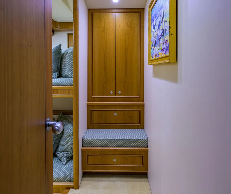 Slide: The Image of Luxurious cabin interior of 2011 Paul Mann Custom 81 Convertible yacht. - 29