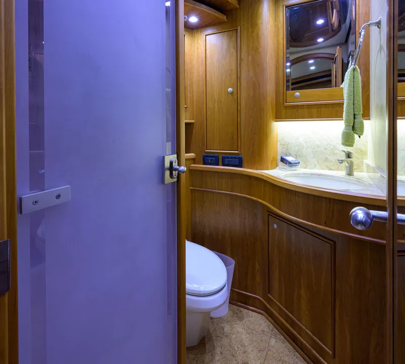 Slide: The Image of Luxurious bathroom interior of 2011 Paul Mann Custom 81 Convertible yacht. - 42