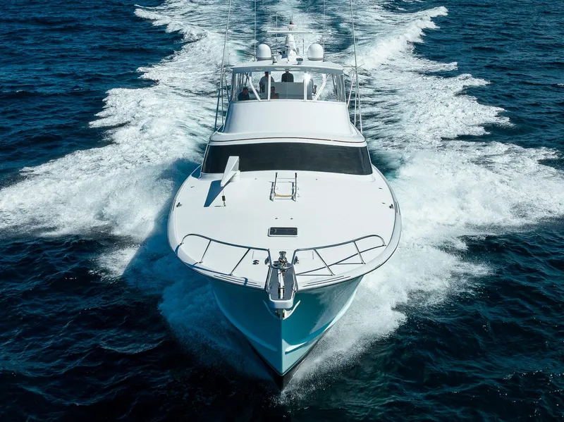 Slide: The Image of Paul Mann Custom 81 Convertible yacht cruising on open sea, 2011 model. - 45