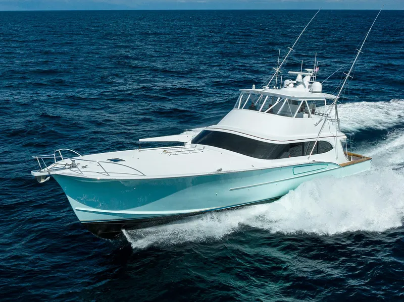 Slide: The Image of Paul Mann Custom 81 Convertible yacht cruising on open sea, 2011 model. - 46