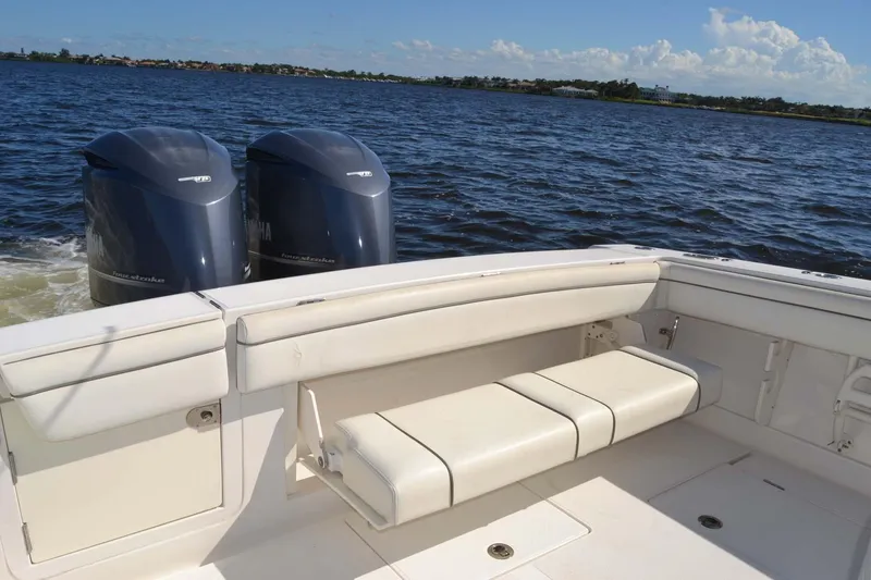 Slide: The Image of 2012 Jupiter 34 FS boat with twin engines on open water. - 40