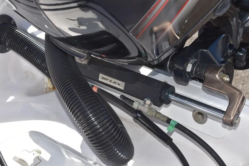 Slide: The Image of Close-up of 2016 Pro-Line 20 Express boat engine components. - 26