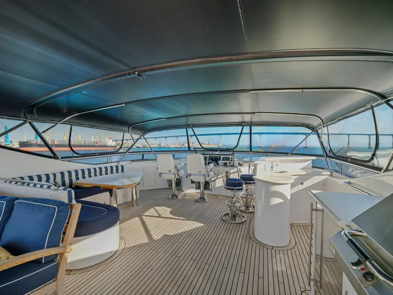 Slide: The Image of Luxurious 2011 President Sterling yacht interior with elegant seating and panoramic views. - 13
