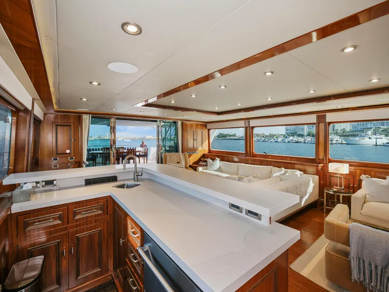 Slide: The Image of Luxurious yacht interior with modern kitchen and spacious seating, President Sterling 2011 model. - 32