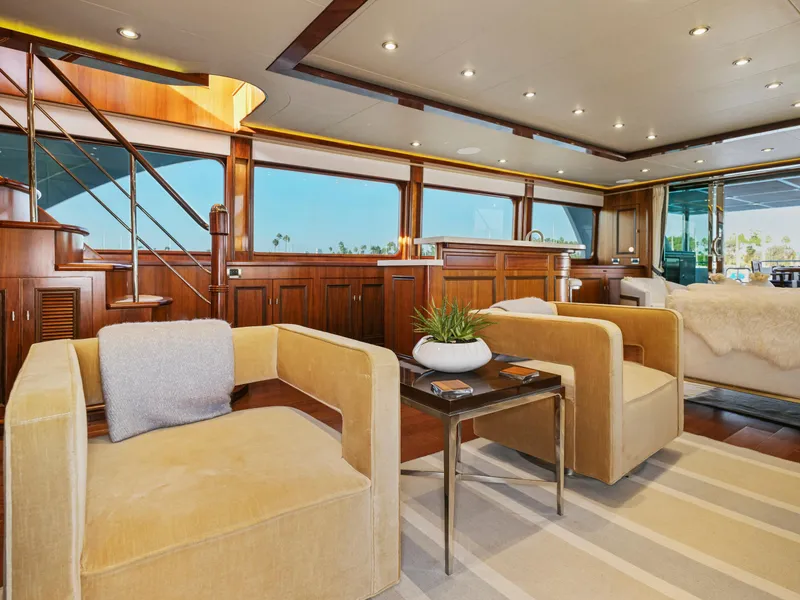 Slide: The Image of Luxurious 2011 President Sterling yacht interior with plush seating and elegant wood finishes. - 35