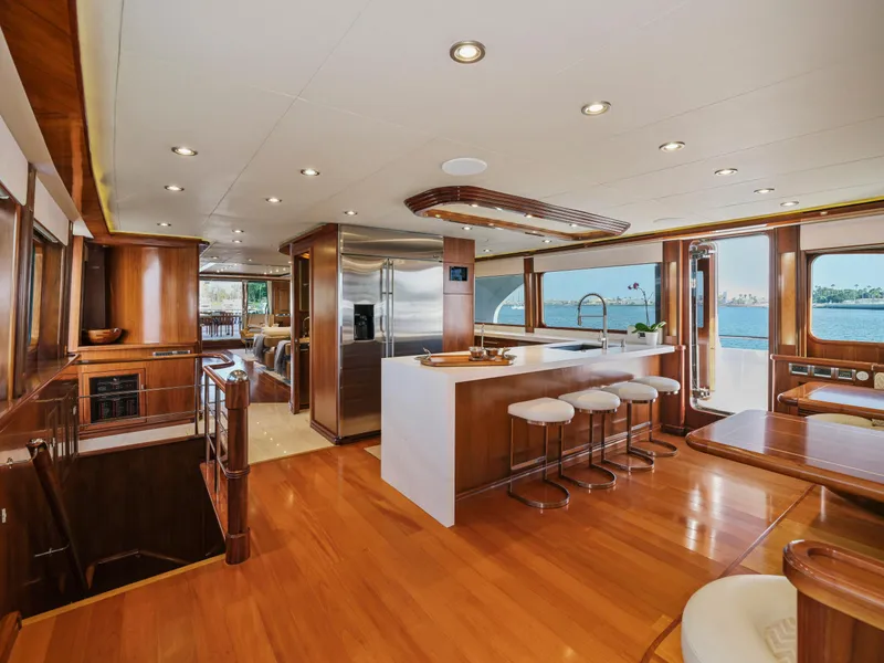 Slide: The Image of Luxurious yacht interior with modern kitchen and ocean view, 2011 President Sterling model. - 38