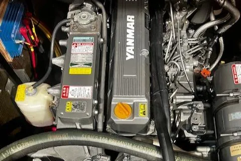 Slide: The Image of Engine compartment of a 1996 Albemarle 27 Express with Yanmar diesel engine. - 31